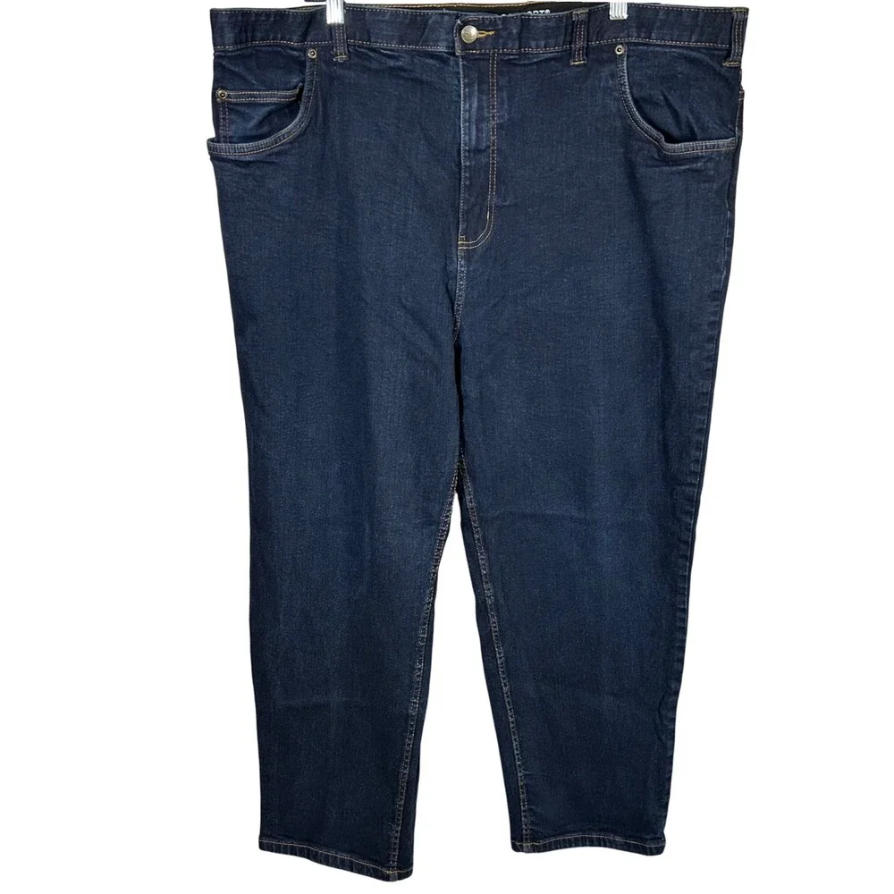 HB Harbor Bay‎ Men's Dark Wash Denim Jeans Continuous Comfort Waistband 46x30
